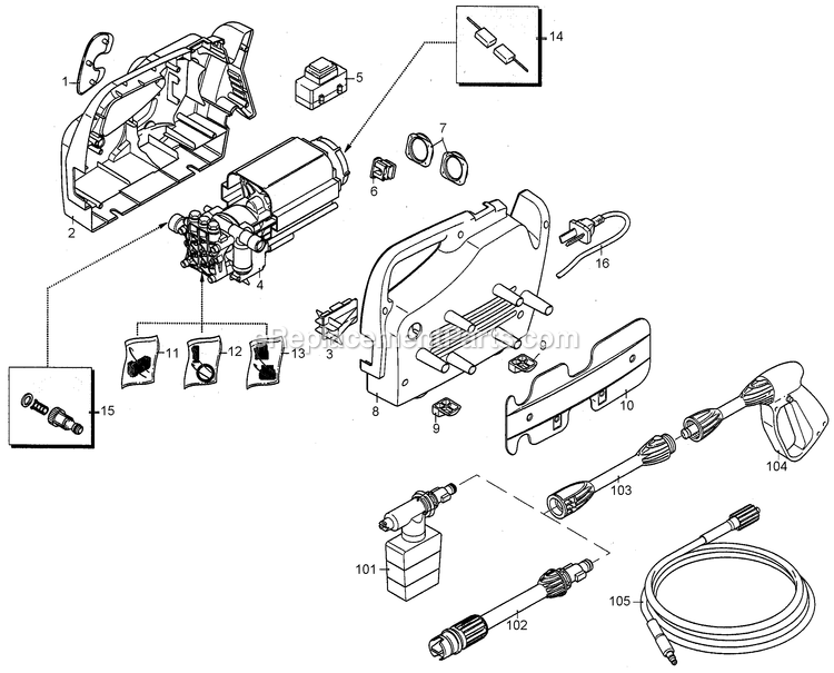 Black and Decker PW1350-B2 (Type 1) Pressure Washer Power Tool Page A Diagram
